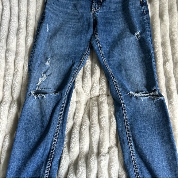 Womens US26 Silver Jeans Dark Blue Distressed Denim Jeans - Picture 5 of 14